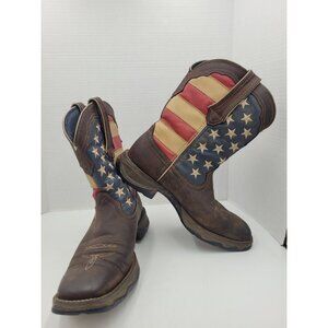 Womens DURANGO Size 9.5 M American Flag Western Brown Leather Boots RD4414